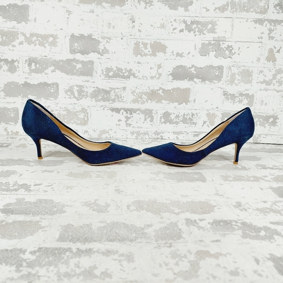 Charles By Charles David Navy Blue Suede Leather Slip On Pointy Toe Heels M201 - Picture 7 of 12